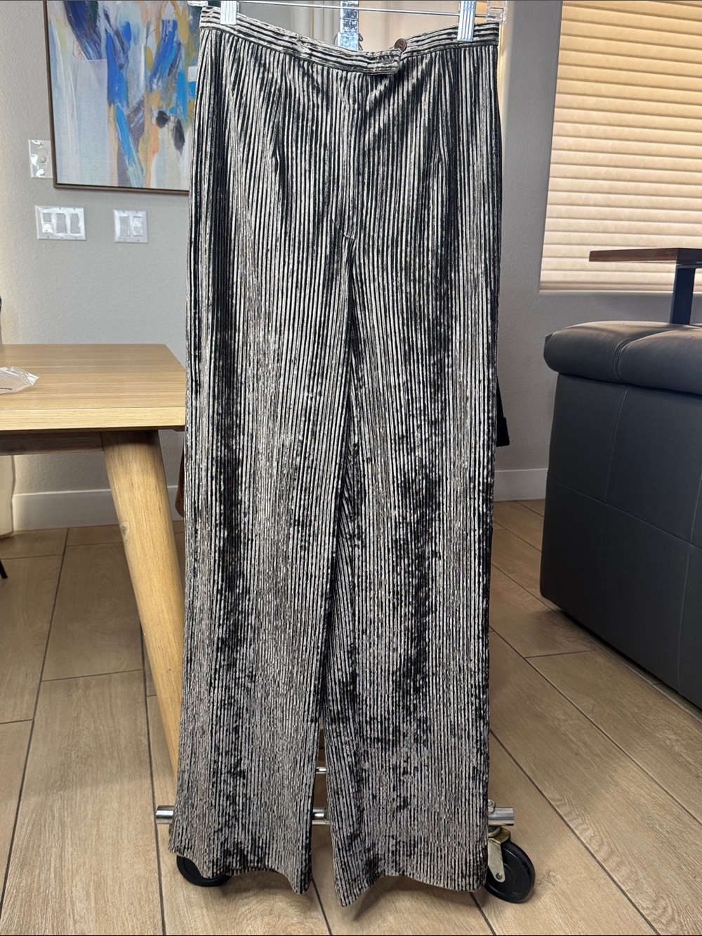 Vintage Giorgio Armani Pleated Velvet Wide Leg Pants Italy Sz 44